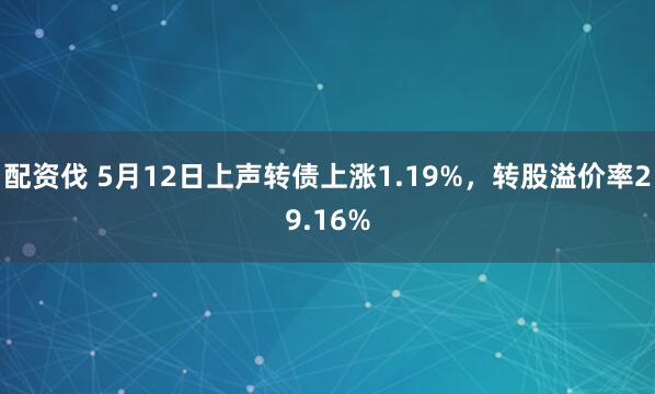 配资伐 5月12日上声转债上涨1.19%，转股溢价率29.16%