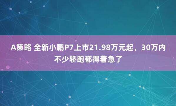 A策略 全新小鹏P7上市21.98万元起，30万内不少轿跑都得着急了